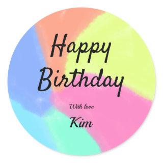 simple minimal calligraphy happy birthday custom a classic round sticker