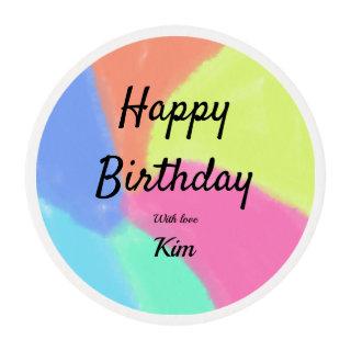 simple minimal calligraphy happy birthday custom a edible frosting rounds