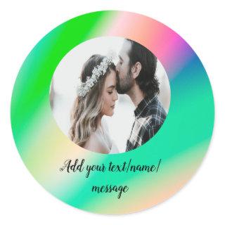 simple minimal circle photo collage text add photo classic round sticker