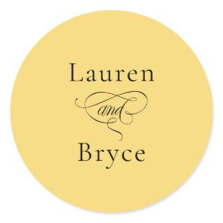 Simple Minimal Lemon Drop Yellow Wedding Classic Round Sticker