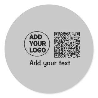 Simple minimal q r code add logo scan code name te classic round sticker