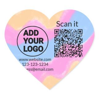 Simple minimal q r code add logo scan code name we heart sticker