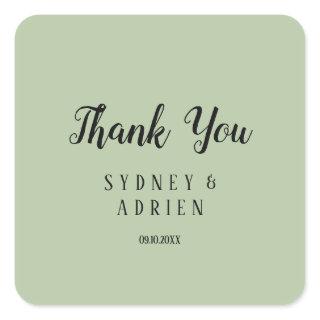 Simple Minimalist|Sage Wedding Thankyou Favor Square Sticker