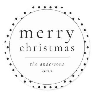 Simple Modern Black & White Christmas Classic Roun Classic Round Sticker