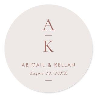 Simple Modern Brown Monogram Mix Match Wedding Classic Round Sticker