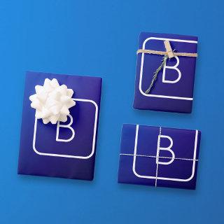 Simple Modern Dark Blue Ombre Gradient & Monogram  Sheets