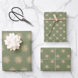 Simple Modern Gold Starburst Soft Green Christmas  Sheets