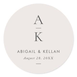 Simple Modern Gray Monogram Mix Match Wedding Classic Round Sticker