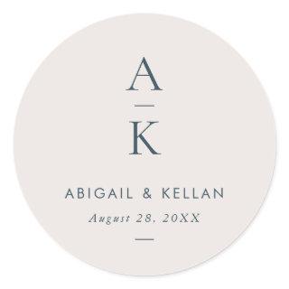 Simple Modern Navy Blue Monogram Mix Match Wedding Classic Round Sticker