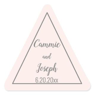 Simple Modern Pink Gray Triangle Wedding Geometric Triangle Sticker