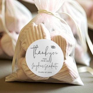 Simple Modern Script Graduate thank you Classic Round Sticker