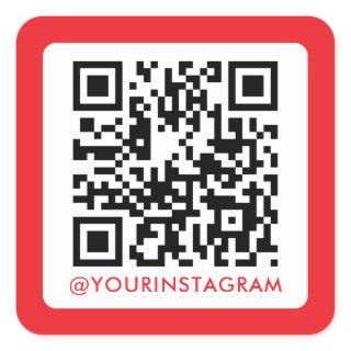 simple modern social media qr code instagram square sticker