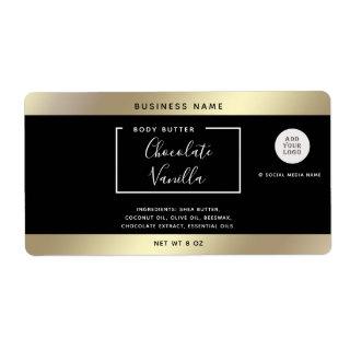 Simple modern typography black gold cosmetics logo label