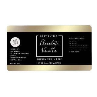 Simple modern typography black gold cosmetics logo label