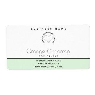 Simple modern  typography white heart  candle labe label