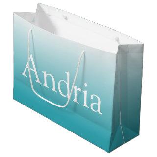 Simple Monogram | Aqua Ombre Large Gift Bag