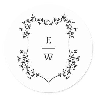 Simple Monogram Wedding Envelope Sticker