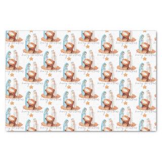 Simple Nativity Pattern Script Merry Christmas Tissue Paper