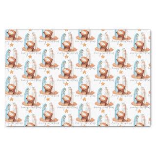 Simple Nativity Pattern Script Merry Christmas Tissue Paper