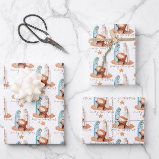 Simple Nativity Pattern Script Merry Christmas  Sheets