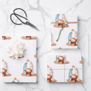 Simple Nativity Scene Mary Joseph Jesus Christmas  Sheets