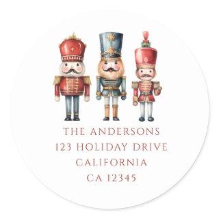 Simple Nutcracker Christmas Holiday return address Classic Round Sticker