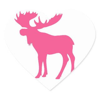 Simple pink moose symbol heart sticker