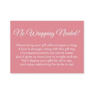 Simple Pink "No Wrapping Needed" Bridal Shower Enclosure Card
