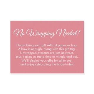 Simple Pink "No Wrapping Needed" Bridal Shower Enclosure Card