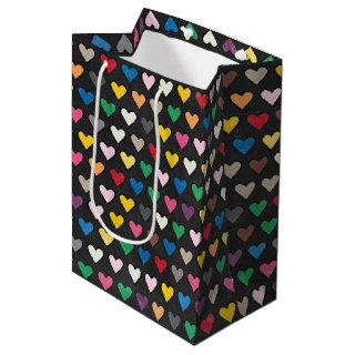 Simple Pink Red Blue Green Yellow Heart Pattern Medium Gift Bag