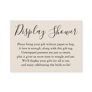 Simple Plain Display Bridal Shower Cream Enclosure Card