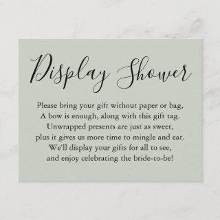 Simple Plain Display Bridal Shower Sage Green Enclosure Card