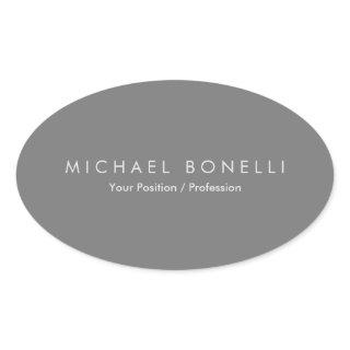 Simple Plain Minimalist Elegant Modern Grey Oval Sticker