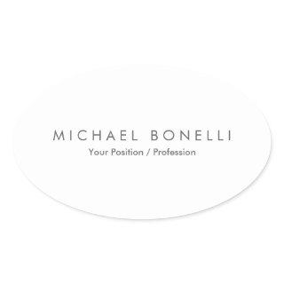 Simple Plain Minimalist Elegant Modern White Oval Sticker