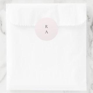 Simple Plain Pale Blush Solid Background Monogram Classic Round Sticker