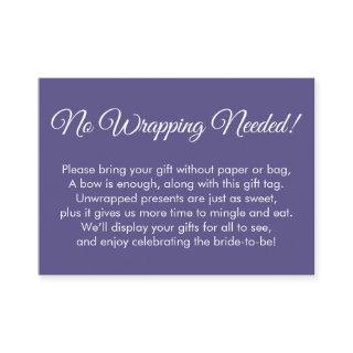 Simple Purple "No Wrapping Needed" Bridal Shower Enclosure Card