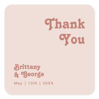 Simple Retro | Blush Pink Thank You Wedding Favor Square Sticker