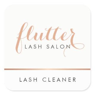 Simple Rose Gold Lash Salon Logo Square Sticker