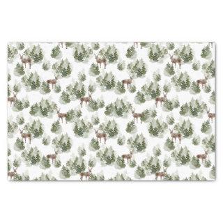 Simple Rustic Winter Forest Watercolor Christmas Tissue Paper