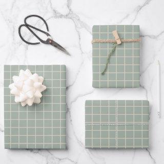 Simple Sage Green Grid Lines Graph Pattern  Sheets