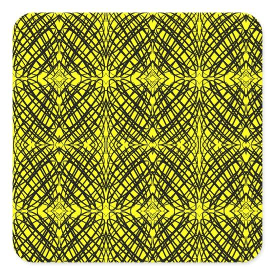 Simple Scribble | Mirror Tiling | Yellow | Square Sticker
