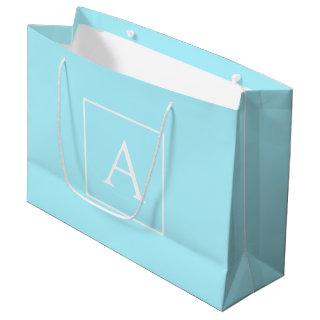 Simple Sky Blue Monogram Large Gift Bag
