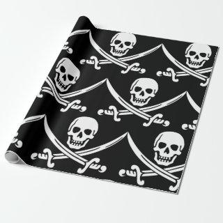 Simple Smiling Pirate Skull with Crossed Swords