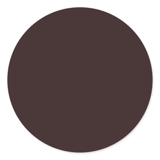 Simple Solid Color of Dark Brown Classic Round Sticker