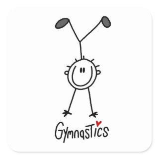 Simple Stick Figure Gymnast Square Sticker