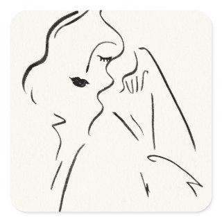 Simple Study - Sketch of a Lady Square Sticker