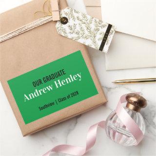 Simple Text Green Graduation Party Favor Rectangular Sticker