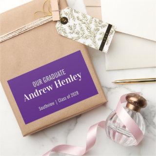Simple Text Purple Graduation Party Favor Rectangular Sticker