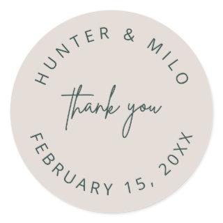 Simple Thank You Wedding Favor Labels Sticker