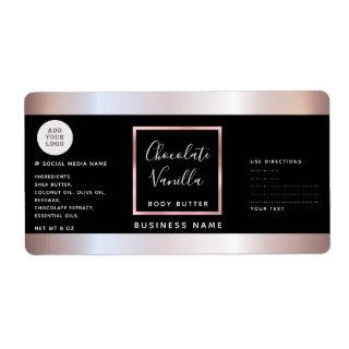 Simple typography black rose gold cosmetics logo l label